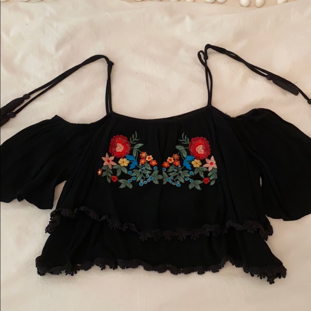 Solemio Black off-the-shoulder top